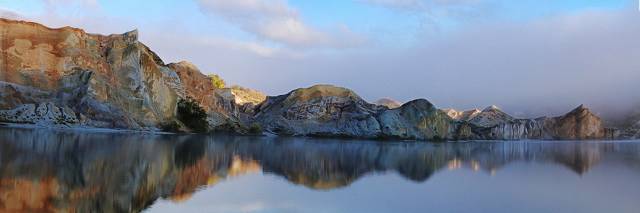 Foggy Morning Blue Lake 1 